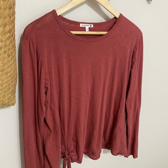 Sundry Deep Red Long Sleeve Blouse - Picture 2 of 5